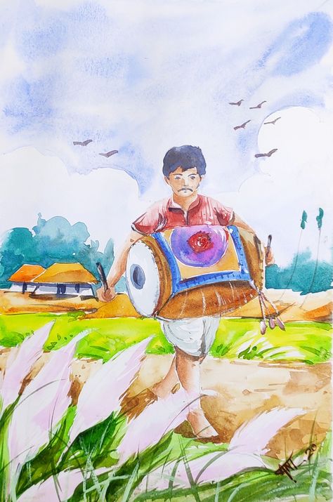 Watercolour scenery Follow me on YouTube.. https://www.youtube.com/channel/UCDONoIU0uFhkP83iGYMAeHw #easywatercolor #scenery #figuredrawing #india #durgapuja2020 #durgapujascenery #howtodraw #drawingart #drawwithavijit #easylandscape #scenerydrawing #subjectdrawing Durgapuja Drawing, Watercolour Scenery, Scenery For Beginners, Drawing Composition, Scenery Drawing For Kids, Easy Scenery, Colorful Art Projects, Ma Durga, Oil Pastel Drawings Easy