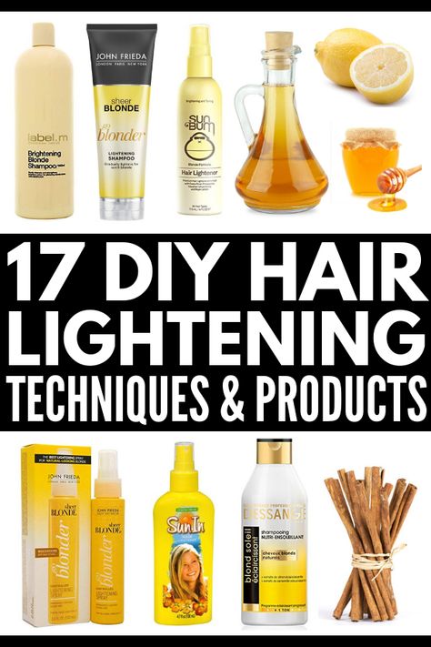 How to Naturally Lighten Hair: 17 Hair Lightening Techniques & Products Naturally Lighten Hair, Camila Cabello Hair, Lighten Hair Naturally, Hair Lightening, Lighten Hair, Diy Hair Color, Natural Highlights, Pinterest Design, How To Lighten Hair