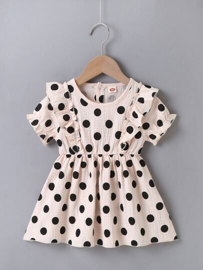 Baby Girl Polka Dot Ruffle Trim Dress | SHEIN USA Ruffle Trim Dress, Dresses Kids Girl, Ruffle Trim, Baby Dress, Kids Dress, Dress P, Baby Girl Clothes, Polka Dots, Baby Clothes