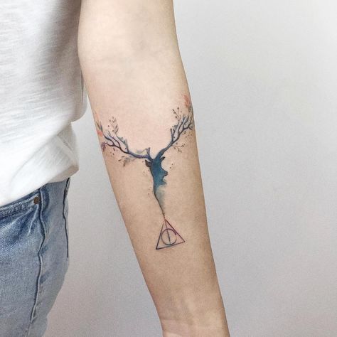 Body Journal, Expecto Patronum Tattoo, Patronus Tattoo, Stag Tattoo, Potter Tattoo, Expecto Patronum, Sibling Tattoos, Harry Potter Tattoos, Harry Potter Tattoo