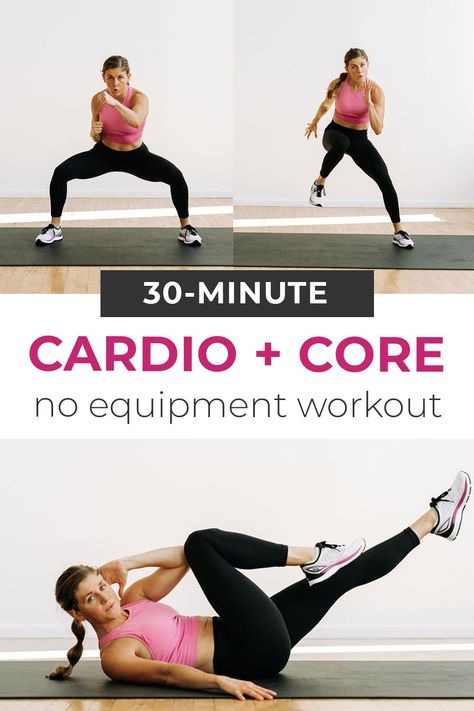 Cardio Without Equipment, Non Running Cardio, 30 Minute Cardio Workout At Home, No Machine Cardio, Cardio Core Workout At Home, Cardio Core Workout Gym, 45 Minute Workout Home No Equipment, Cardio Burst Exercises, Cardio Abs Workout At Home