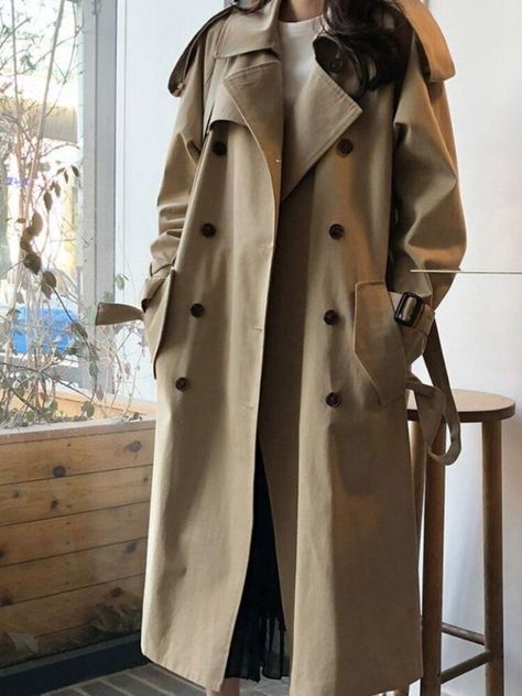 Jackets for Women 2024 Trench Coat for Women Lapel Double Row Button Long Windbreaker Coat New In Outwears Female Clothing Tops Khaki-XL Nylon Outerwear, Women Trench Coat, Belted Wrap Dress, Christmas Dress Women, Coat For Women, Long Trench, Long Trench Coat, Female Clothing, Trench Coats Women