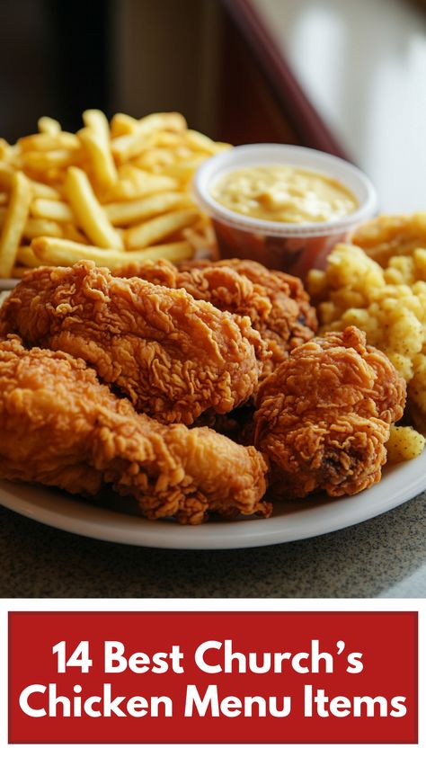 A plate of crispy fried chicken and sides from Church's Chicken, showcasing popular menu items. Church's Fried Chicken Recipe, Churches Chicken Recipe, Churches Chicken, Churchs Chicken, Spicy Fried Chicken, Chicken Menu, Crispy Fried Chicken, Fried Chicken Recipes, Menu Items