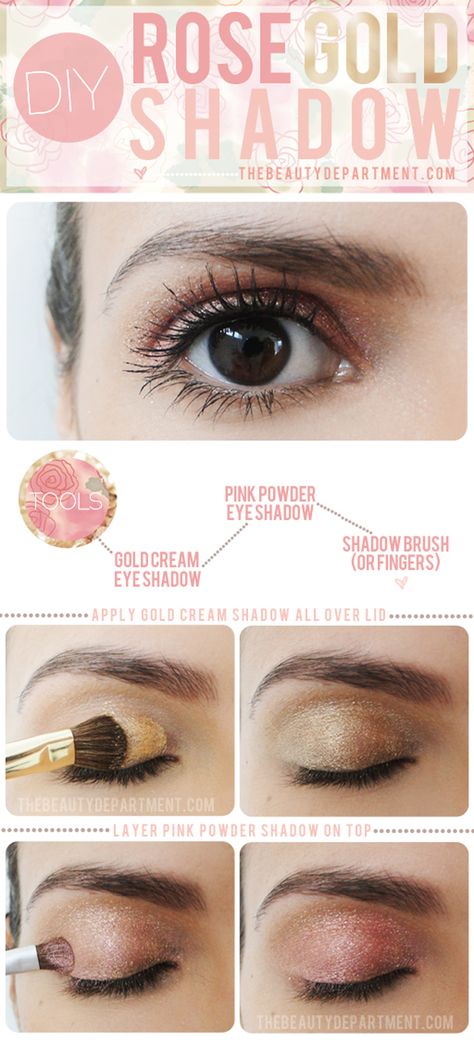 DIY Rose Gold Eye Shadow: Bridal Beauty Bridal Hacks, Rose Shadow, Rose Gold Eyeshadow, Makeup Gold, Wedding Makeup Tutorial, Make Up Tutorials, Makeup Tip, Diy Rose, Nails Gold