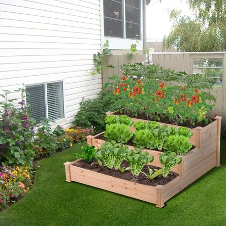 Tiered Herb Garden, Hillside Gardening, Wood Raised Garden Bed, Bed Wooden, Planter Beds, Backyard Balcony, Wooden Planter Boxes, Garden Wallpaper, Deck Lights