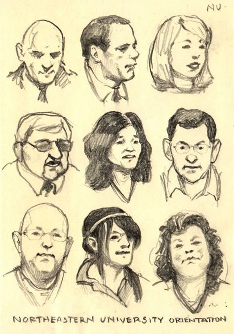 Gurney Journey: Quick Tip for Faraway Faces Quick Portrait Drawing, Quick Face Sketch, Quick Portrait Sketches, Face Sketch Practice, Faces Sketching, Portrait Sketches Pencil Faces, Face Drawings Sketches, Sketching Face, Sketching Faces