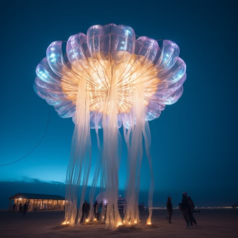 Burning Man Installation, Jellyfish Installation, Concert Design, Art Assignments, Eco Life, Lighthouse Art, Circle Light, Stylist Tattoos, Construction Drawings