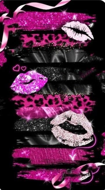 Pink Glitter Lips, 2000s Wallpaper, Pink And Black Wallpaper, Glitter Phone Wallpaper, Y2k Background, Lip Wallpaper, Sparkle Wallpaper, Pink Wallpaper Girly, Catty Noir