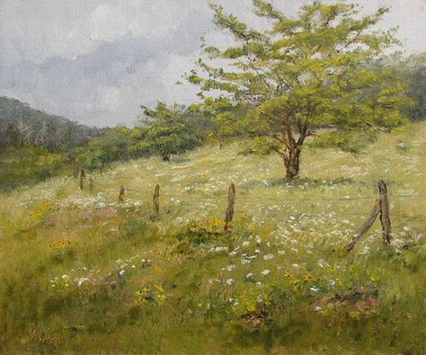 Wildflowers and Old Orchard by Linda Apriletti Limited Edition ~ 10 x 12 Summer Paintings, Wildflower Paintings, Nature Artists, Old Orchard, Cottage Art, Old Paintings, Ethereal Art, Small Paintings, Art References