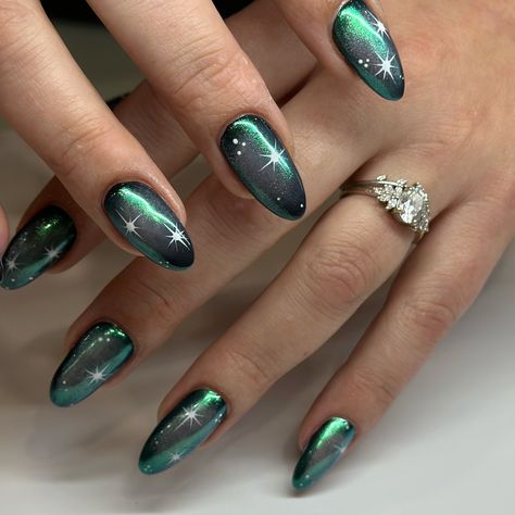 Galactic Energy 🖤💫 Ufo Nails, Galactic Nails, Alien Nails, Opal Nails, Cool Nail Designs, How To Do Nails, Fun Nails, Nails Inspiration, Opal