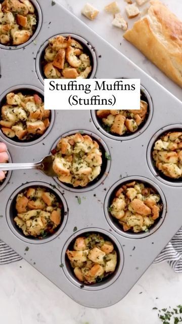 Gina Homolka Healthy Recipes on Instagram: "Save to make later! Stuffing Muffins aka stuff’in are baked in a muffin tin for easy portions! This classic stuffing recipe is made even more delicious with Pancetta 😋 See recipe link in profile https://www.skinnytaste.com/stuffing-muffins/ #stuffingrecipe #stuffing" Stuffing Muffins, Classic Stuffing Recipe, Classic Stuffing, Thanksgiving Stuffing Recipes, Thanksgiving Potluck, Easy Lunch Ideas, Friendsgiving Dinner, Thanksgiving Cooking, Thanksgiving Stuffing