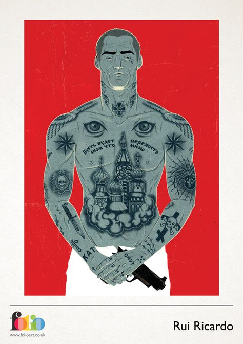 Rui Ricardo: www.folioart.co.uk/illustration/folio/artists/illustrator/rui-ricardo - Agency: www.folioart.co.uk - #illustration #art #digital #tattoo Russian Back Tattoo, Russian Tattoos Men, Italian Mafia Tattoo, Mafia Tattoo Ideas, Italian Tattoos For Men, Mafia Illustration, Russian Tattoo Ideas, Russian Tattoos, Mafia Tattoo