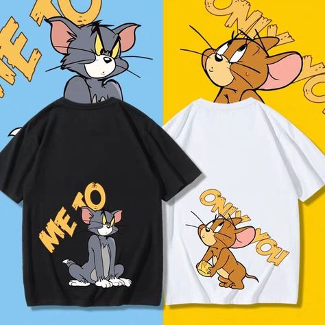 Tom And Jerry Quotes, Pikachu Drawing, Tom Jerry, Couple T-shirt, Tom And Jerry, Pink Logo, Hi Guys, Picture Show, Outfit Sets