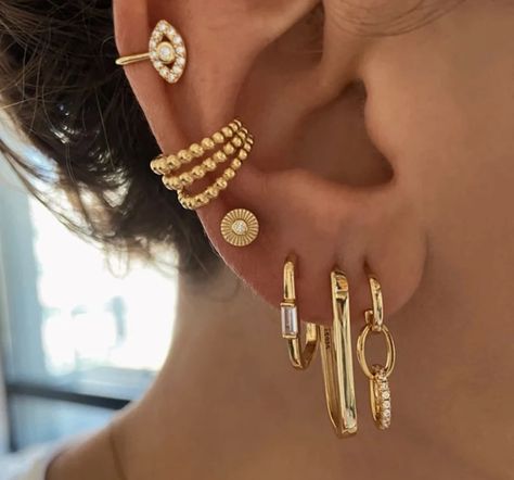 Ear Cuff Women, Classy Earrings, Ear Earrings, Earring Trends, Jewelry Lookbook, 925 Silver Earrings, Stud Earrings Set, Dream Jewelry, Gold Plated Earrings