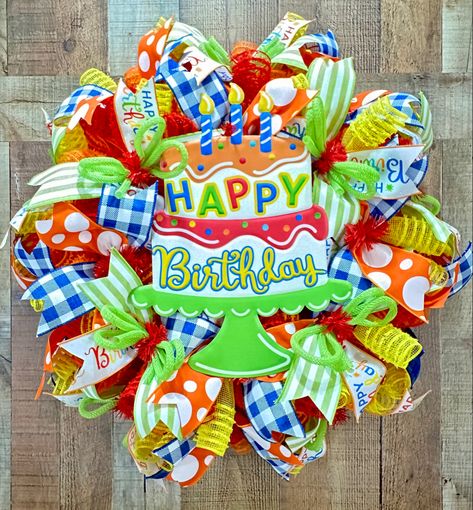 #birthday #birthdaydecoration #wreath #wreathsforfrontdoor #birthdaypartydecorations #decor #doordecor #dottiebethdesigns #smallbusiness #wreathmaker #texaswreathmaker Birthday Door Wreath, Diy Birthday Wreath, Birthday Wreath Diy, Birthday Wreaths, Happy Birthday Wreath, Birthday Door, Birthday Wreath, Deco Mesh Wreaths Diy, Everyday Wreaths