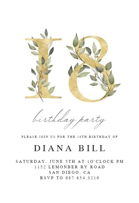 Birthday Invitations 18th Design, 18th Birthday Invations Card, 18th Birthday Invitation Templates Free Printable, 18th Birthday Invitation Background, 18th Birthday Invitation Card Ideas, 18th Party Invitations, 18th Birthday Invitation Card Template, Golden Birthday Invitations, 18th Birthday Invitation Templates