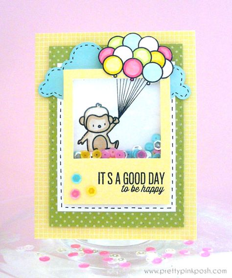 Sequin Cards, Mama Elephant Cards, Mama Elephant Stamps, It's A Good Day, Pretty Pink Posh, Mama Elephant, Shaker Cards, Kites, Card Layout