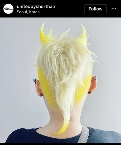 Disturbing Pictures, Weird Hair, Punk Hair, Hair Tattoos, Hair Shades, Yellow Hair, Hair Reference, Funny Text, Crazy Hair