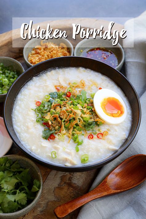 Samgyetang Recipe, Japanese Breakfast Traditional, Ginseng Chicken Soup, Chicken Porridge, Kitchen Witch Recipes, Seonkyoung Longest, Rice Soup Recipes, Porridge Recipes, Rice Porridge