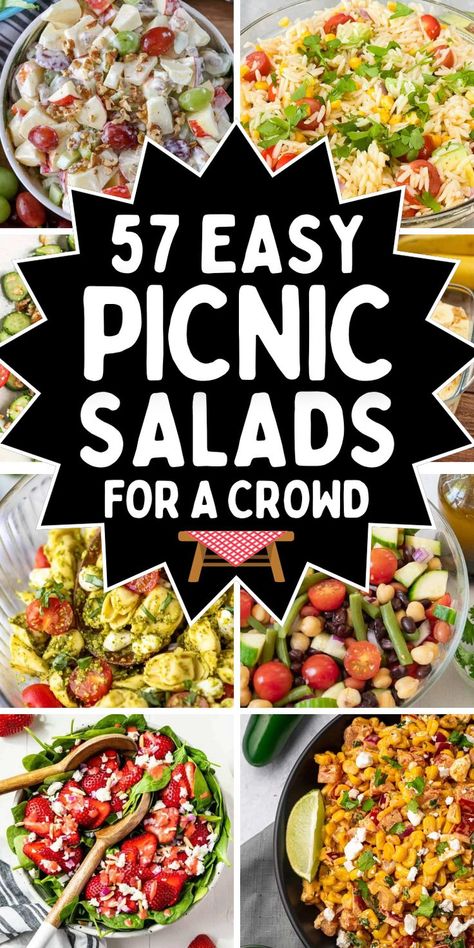 picnic side dishes healthy Picnic Food Sides, Sides For A Crowd Family Gatherings, Summer Pot Luck Dishes For A Crowd, Easy Salads For A Crowd, Picnic Sides For A Crowd, Salads For A Party, Cold Potluck Dishes For A Crowd, Cold Potluck Dishes, Cookout Salad