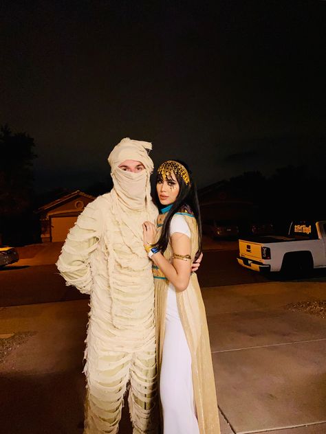 Mummy Cleopatra Halloween Costume, Cleopatra Mummy Costume, Cleopatra And Cesar Costume, Mummy And Cleopatra Couple Costume, Mummy Costume Couple, Couples Mummy Costume, Cleopatra And Caesar Costume, Cleopatra Couples Costume, Cleopatra And Mummy Costume