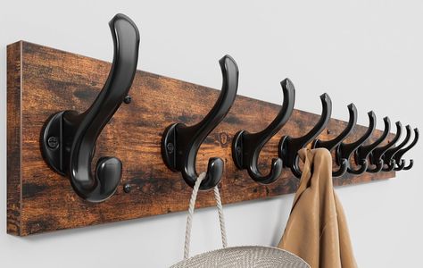 PRICES MAY VARY. 【38.6" Large Wall Coat Rack】Crafted with a blend of vintage and modern, this rustic wall mounted coat rack with 10 hooks for hanging a variety of items, making it ideal for entryways, living rooms, and more with its extended 38.6" length 【200 lbs Super Bearing Capacity】Engineered for maximum sturdiness, this heavy-duty wall coat rack supports up to 200 lbs, ensuring long-lasting durability and reliability for everything from light scarves to heavy winter coats 【Wall-mounted Aest Coat Hooks Hallway, Coat Hanger Wall, Wall Coat Hooks, Entryway Coat Hooks, Coat Rack Wall Mount, Wood Coat Hanger, Wall Entryway, Coat Hooks Wall Mounted, Coat Hooks On Wall