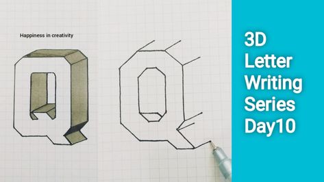 How To Draw 3d, Draw 3d, 3d Optical Illusions, Letter Q, Drawing Letters, 3d Drawings, 3d Letters, Drawing For Beginners, Optical Illusion