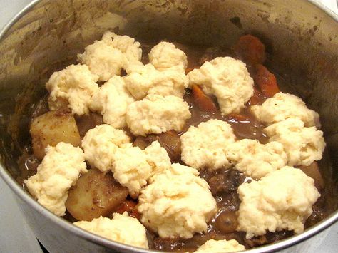 The great thing about making stew on a miserable day is it is the ultimate comfort food. The bad part? Photographing it! This was the best I could do for Favourite Recipes from Old New Brunswick Kitchens‘ Beef Stew with Dumplings (Doughboys). The only thing worse is that it was so cold and dark in mid-June! Thankfully … Doughboys Recipe, Stew With Dumplings, Beef Stew With Dumplings, Soup And Stew, Ultimate Comfort Food, Beef Steak, New Brunswick, Beef Stew, Steak Recipes