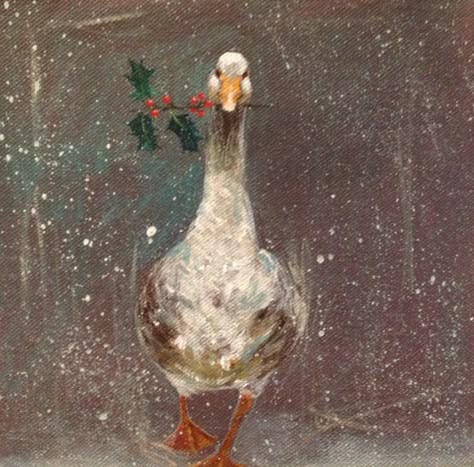 Christmas goose Christmas Goose Wallpaper, Christmas Goose Drawing, Goose Painting Easy, Christmas Goose Painting, Roasted Goose, Goose Acrylic Painting, Goose Watercolor, Christmas Goose, Christmas Dinners