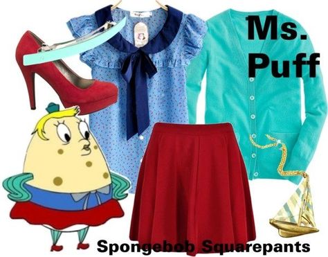 mrs puff costume polyvore | 90s Inspired Outfits Nickelodeon Outfits, Spongebob Costumes, Spongebob Fashion, Spongebob Outfit, Custome Ideas, Mrs Puff, Spongebob Halloween, Spongebob Costume, Spongebob Party