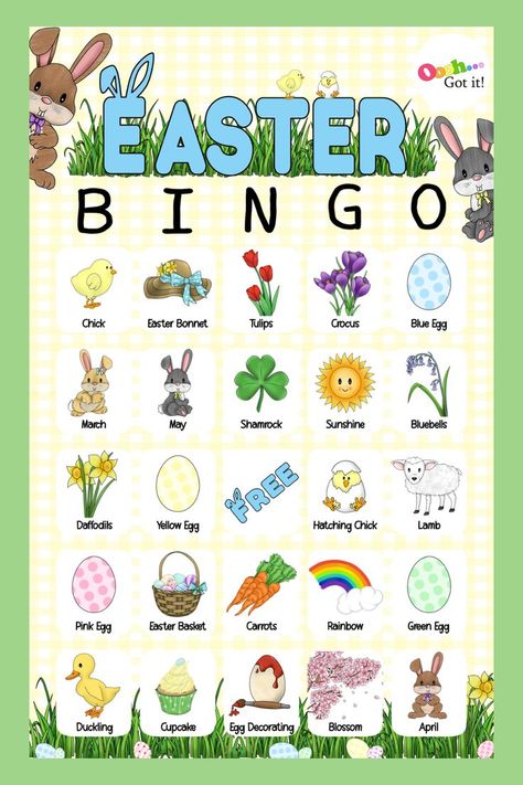 A cute Easter Bingo game comes with 30 different kid-friendly card designs, so it's perfect for an Easter egg hunt or spring party, or fun for all ages at any family party. Fun Kids Party Games, Family Easter Games, Kid Party Games Outdoor, Easter Bingo Cards, Easter Egg Hunt Games, Fun Easter Games, Easter Bingo, Easter Party Games, Ages And Stages