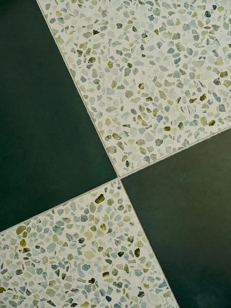 Terrazzo Checkerboard Floor, Concrete Collaborative Terrazzo, Terrazzo Flooring Pattern, Terrazzo Bathroom Floor, Green Terrazzo Floor, House Moodboard, Concrete Collaborative, Green Terrazzo, Mudroom Flooring