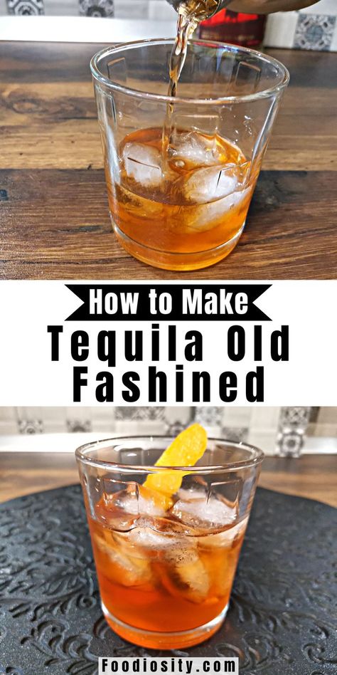 Tequila Old Fashioned, How To Make Tequila, Old Fashion Drink, Old Fashion Drink Recipe, Mixology Drinks, Non Alcoholic Beverages, Drink Recipies, Whisky Cocktail, Old Fashioned Drink