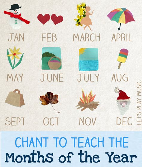 12 Months Make A Year : Chant to Teach the Months of the Year from Let's Play Music Months Song, Lets Play Music, Circle Time Songs, Seasons Months, Calendar Activities, Calendar Time, Hobbies To Try, Preschool Songs, Months Of The Year