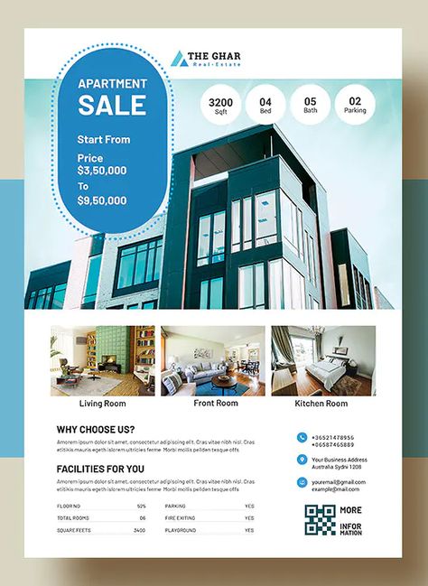 Real-Estate (Apartment Sales) Flyer Template PSD Inmobiliaria Ideas, Sales Flyer, Real Estate Marketing Design, Real Estate Ads, Flyer Design Layout, Real Estate Flyer Template, Real Estates Design, Graphic Design Flyer, Leaflet Design