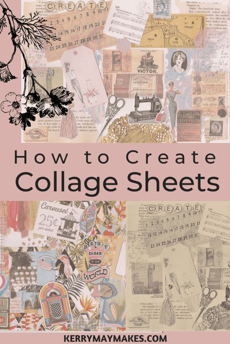 How to create vintage collage sheets Art Journal Collage Ideas, Master Board Collage, How To Collage, Diy Collage Ideas, Collage Masterboard, Instagram Carousel Template, Ephemera Storage, Collage Ephemera, Collage Printables