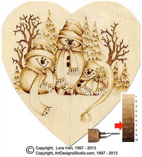 winter snowmen scene pyrography Christmas Pyrography, Pyrography Tutorial, Pyrography Ideas, Wood Burning Tips, Wood Burning Patterns Stencil, Wood Burning Stencils, Wood Burning Techniques, Wood Burn Designs, Pyrography Patterns