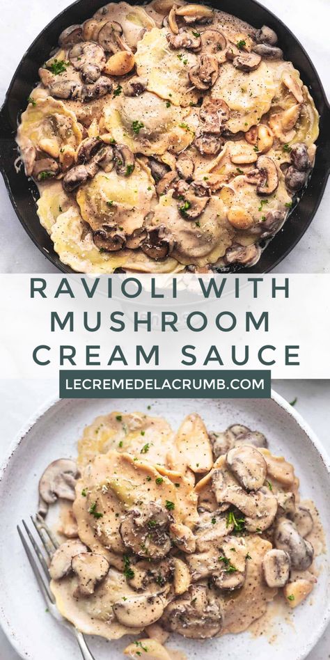 Cooking With Mushrooms Meals, Mushroom Cream Sauce Ravioli, Easy Dinner Recipes From Pantry, Nice Pasta Recipes, Best Easy Healthy Dinner Recipes, Ravioli Asparagus Recipe, Chicken And Ravioli Recipes Dinners, Mushroom Ravioli Soup, Traditional Pasta Recipes