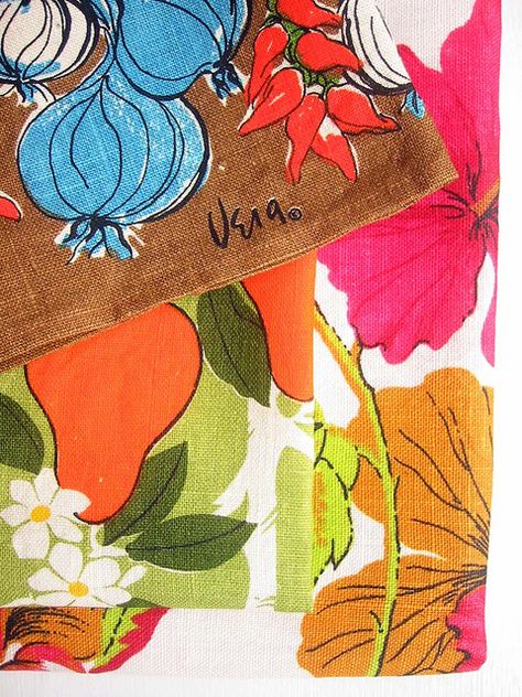 vintage tea towels Miriam Shapiro, Farmhouse Hearth, Hand Printed Tea Towels, Retro Tea Towel, Fruit Tea Towel, Patterned Tea Towels, Vintage Embroidered Tea Towels, Vera Neumann, Midcentury Design