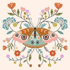 4122cb13c7a474c1976c9706ae36521d Cute Flower Illustration, Painting Ornaments, Moth Art, Folk Art Flowers, Door Murals, Cartoon Sketches, Hand Painted Stones, Insect Art, Affinity Designer