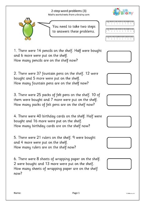 2-step word problems (3) - Addition Year 2 (aged 6-7) by URBrainy.com Word Problems 3rd Grade, Grade 2 Math, Money Word Problems, Multi Step Word Problems, Multiplication Word Problems, Addition Words, Addition Word Problems, Mathematics Worksheets, Subtraction Word Problems