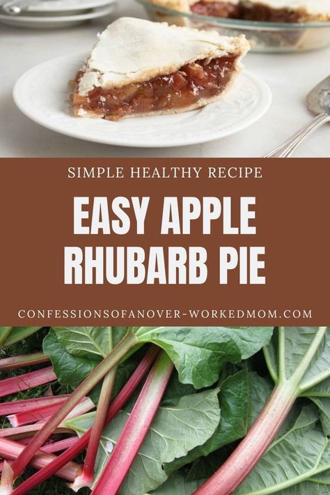 Rhubarb Apple Pie Recipe, Apple Rhubarb Pie Recipes, Rhubarb Apple Pie, Apple Rhubarb Pie, Rhubarb Pie Filling, Old Fashioned Desserts, Easy Pie Recipe, Canned Apple Pie, Rhubarb Pie Recipe