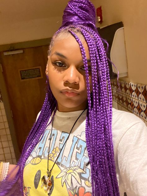 Purple Box Braids, Purple Braids, Braids For Black Women, Back To School Hairstyles, Braids Hairstyles Pictures, Braided Hairstyles For Black Women, Hairstyles For School, Girls Makeup, Box Braids