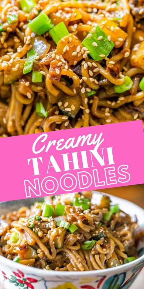 Tahini Noodles, Street Noodles, Tahini Chicken, Tahini Recipes, Tahini Pasta, Tahini Recipe, Vegan Noodles, Asian Noodle Recipes, Lo Mein