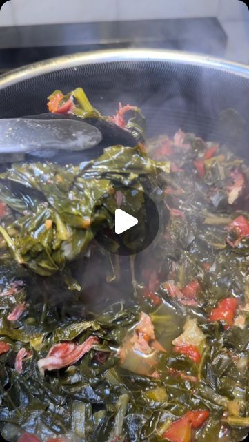 Kardea Brown on Instagram: "“ If you don’t clean your greens… you don’t clean your behind and I can’t trust ya” -Miss Brown 

Miss Brown Collard Greens 🥬 

Ingredients
3 garlic cloves smashed 
3 tablespoons olive oil, plus more if needed  
Kosher salt and freshly ground black pepper 
2 to 3 tablespoons unsalted butter  
1 medium sweet onion, roughly chopped  
One 1 1/2-pound smoked turkey leg or neck 
1 quart chicken stock  or 2 tablespoons of better than bullion 
2 pounds collard greens, stems removed or intact your choice, cut into chiffonade or large pieces 
2 to 3 dashes hot sauce, plus more for serving 
1/4 cup brown sugar 
1/4 cup distilled wine vinegar 
1 15 oz can diced tomatoes 

Directions 
* Add the butter and the 2 tablespoons of olive oil to a large Dutch oven over medium hea Southern Collard Greens, Smoked Turkey Legs, Collard Greens Recipe, Can Diced Tomatoes, Turkey Leg, Chicken Bouillon, Turnip Greens, Turkey Meat, Mustard Greens