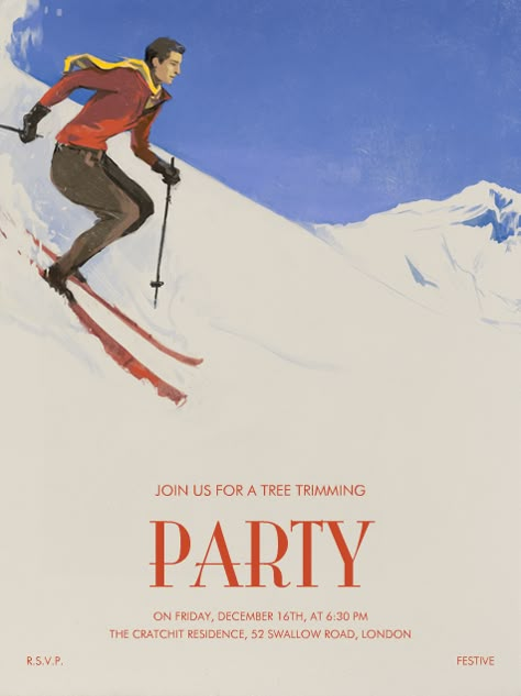 Apres Ski Bar, Tree Trimming Party, Ski Bar, Swiss Ski, Ski Village, Ski Party, Apres Ski Party, Belated Birthday Card, Ski Posters