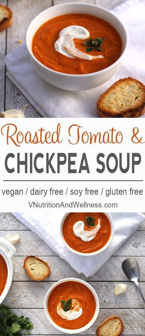 Quotes Cooking, Chickpea Soup, Roasted Tomato Soup, Game Movie, Chicken Health, Vegan Roast, Chick Pea, Vegan Soup Recipes, Roasted Tomato