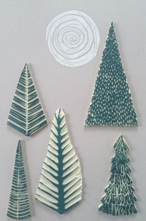 Day 5 Crafted Christmas Advent- Forest at Night Linoprint - Jo Degenhart Artist and Printmaker Christmas Linoprint, Lino Print Christmas, Card Diy Ideas, Christmas Card Diy, Dessert Christmas, Forest At Night, Lino Cuts, Print Christmas Card, Linoleum Print