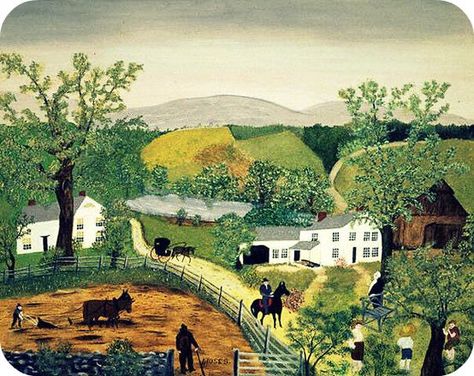 Título desconocido. Grandma Moses (EE.UU. 1860-1961). Grandma Moses, Naïve Artist, Arte Folk, American Folk Art, Naive Art, Folk Art Painting, Ex Libris, Outsider Art, Art Pages