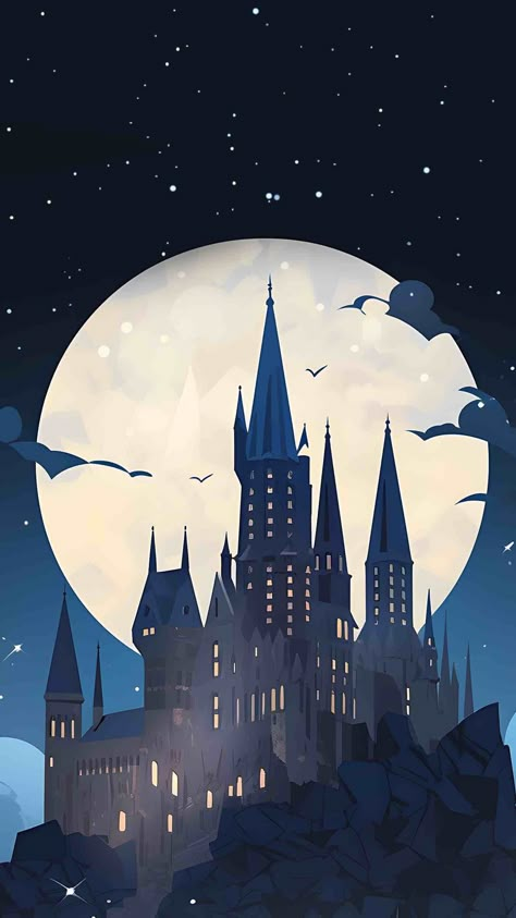 Harry Potter Castle Illustration, Hogwarts Fanart Castle, Daily Prophet Wallpaper, Harry Potter Profile Picture, Newt Scamander Fan Art, Fantastic Beasts Book, Castle Cartoon, Harry Potter Wallpaper Backgrounds, Harry Potter Castle